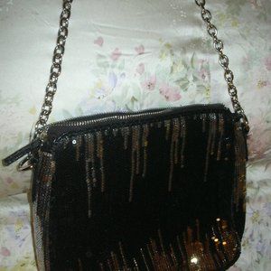Beautiful Gold, silver, black Evening Bag on Chain